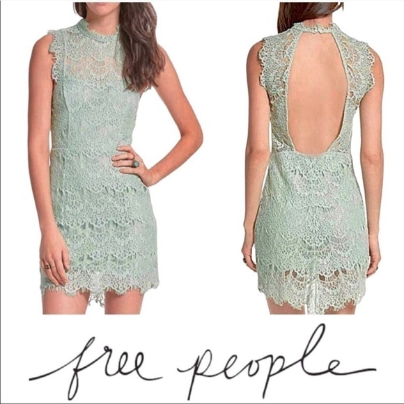 NEW! Free People Daydream Mint Bodycon Slip Dress Size L - Picture 3 of 12